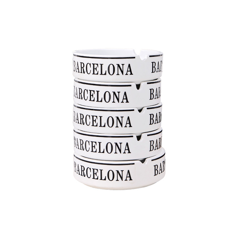 Ceramic ashtray simple creative fashion ashtray letter round export ashtray can add logo wholesale
