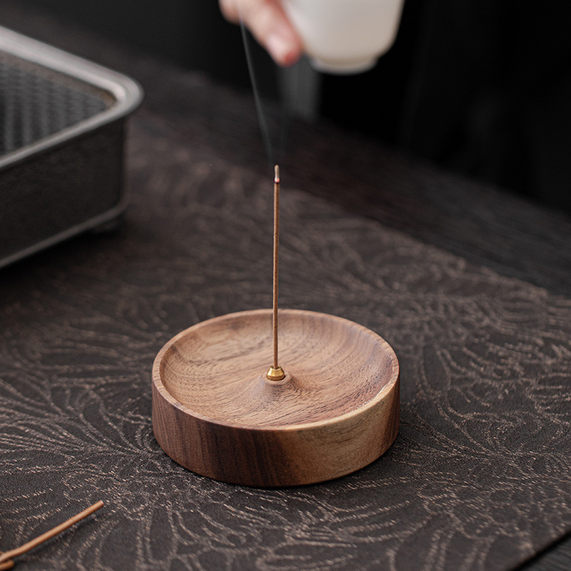North American black walnut wood incense thread incense agilawood new Chinese solid wood Zen round incense base home incense