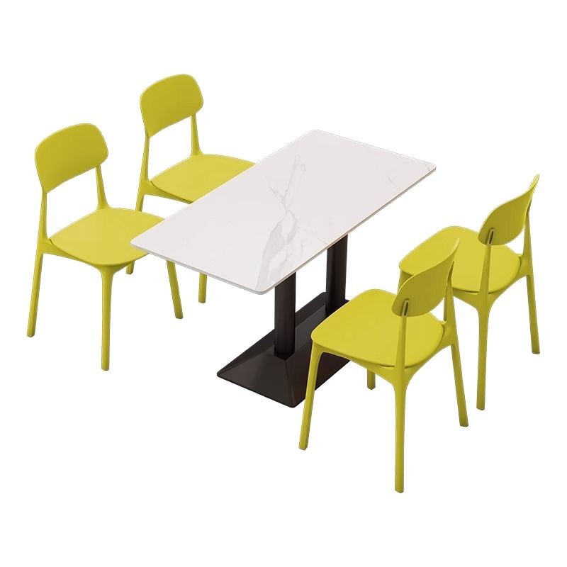Fast Food Restaurant Table and Chair Combination Commercial Slate Table and Chair Dessert Milk Tea Burger Shop Canteen Restaurant Employee Universal Dining Table