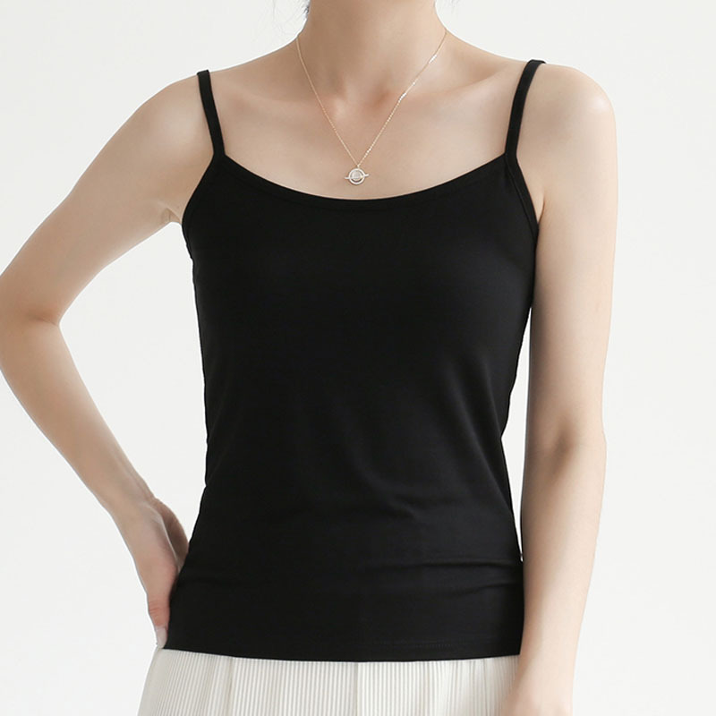 Factory Direct Sales Spring and Summer Versatile Camisole Women's Simple Solid Color Slim Elastic Bottoming Shirt Wholesale Dropshipping