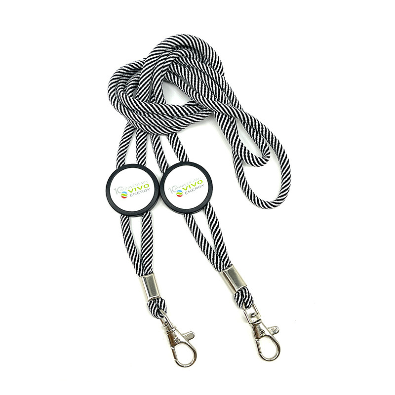 Manufacturer Polyester Twill Jacquard Round Rope Employee Work Permit Lanyard