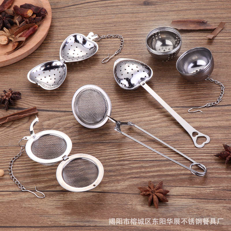 Cross-Border 304 Stainless Steel Tea Ball Tea Leakage Tea Filter Tea Household Supplies Gift Brine Weibao