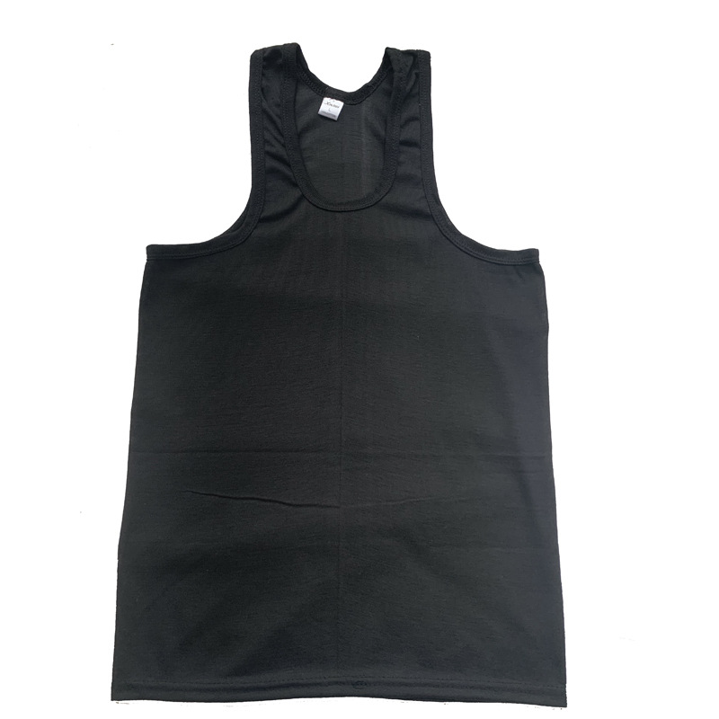 Fine Needle Men's Vest 1+1 Plain Threaded Round Neck Loose Bottoming Sweatshirt Sports Hurdle Vest Export Vest