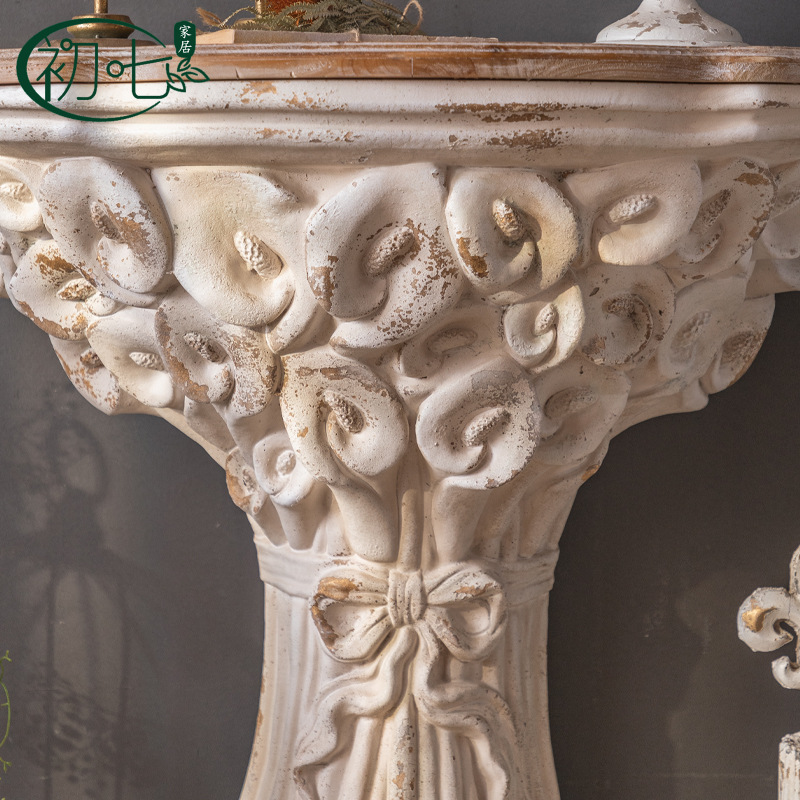 European-Style Entrance Hall Table Foyer Decoration Roman Column B&B Balcony Flower Stand Wedding Photography Posing Props Side Table