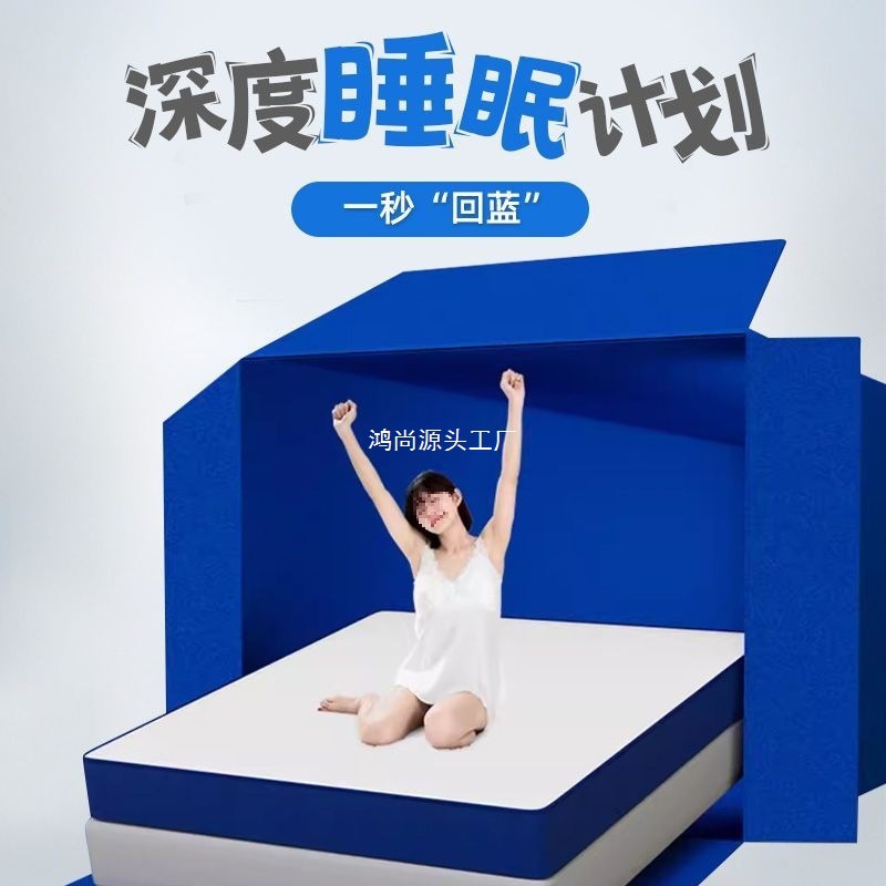 Blue Memory Foam Box Simmons Mattress Roll-Packed Spring Compressed Vacuum Latex Thickeneded Soft Cushion Soft and Hard Dual-Use