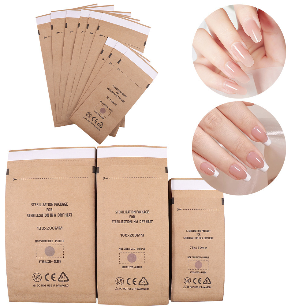Disposable cowhide self-sealing bag disinfection bag high temperature dry heat nail disinfection bag high temperature kraft paper self-sealing disinfection bag