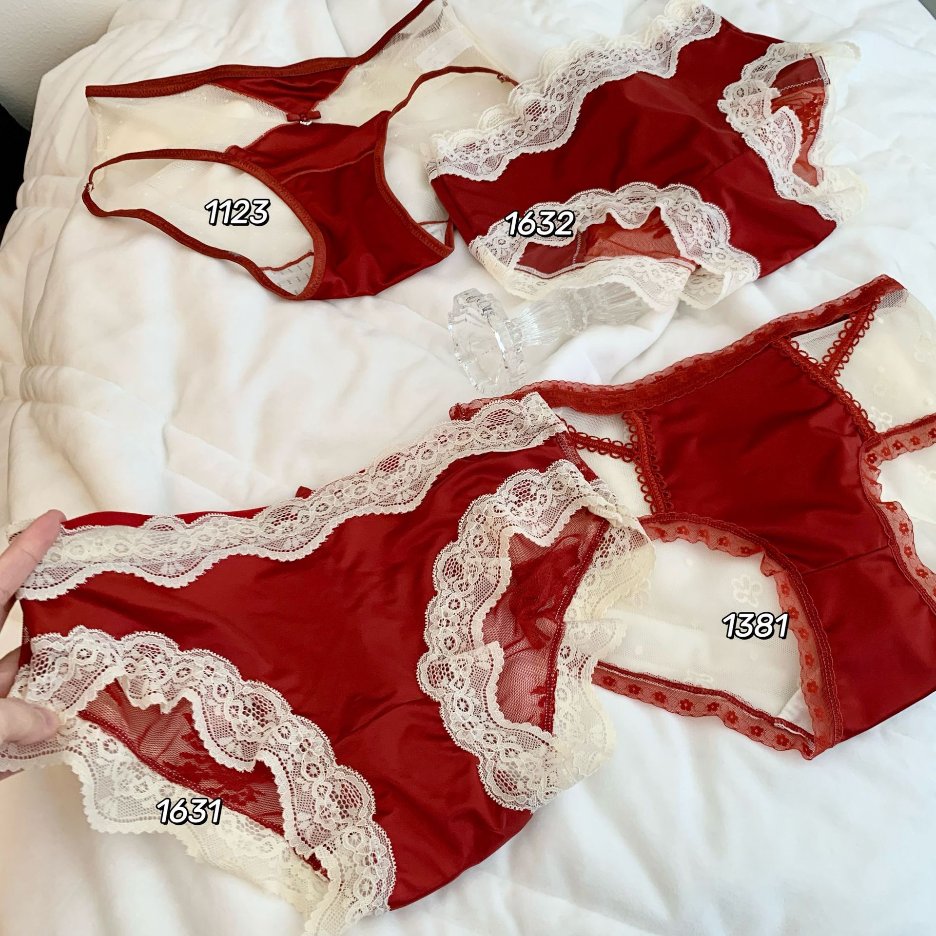 Ancora red underwear women's wedding year satin sexy lace beautiful hip girl briefs 2024 new