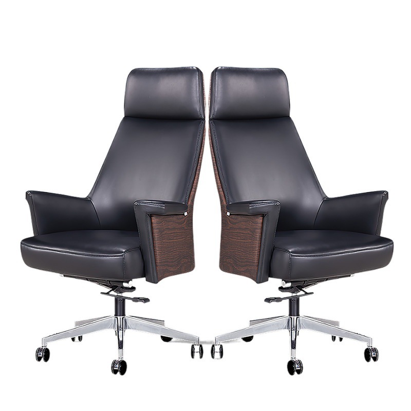 Boss Chair Modern New Chinese Style Reclining Chair Fashionable Office Chair Cowhide Executive Chair Manager Office Swivel Chair