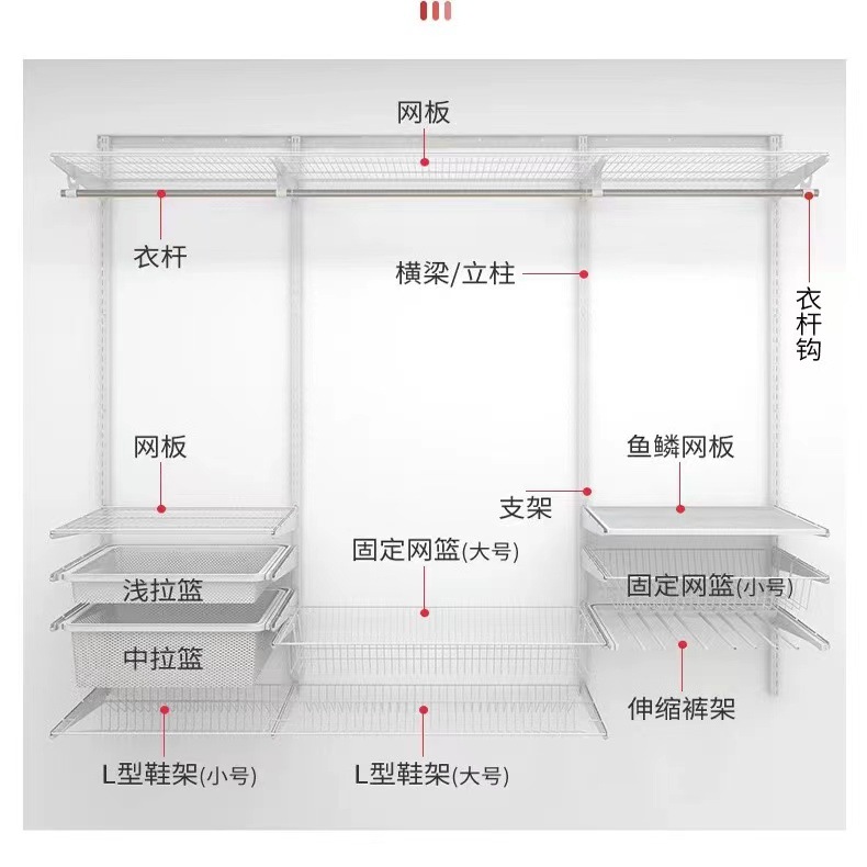 Metal Wardrobe Manufacturer Open Wall Wardrobe Walk-In Closet Steel Frame Simple Shelf Wardrobe Meixinlai