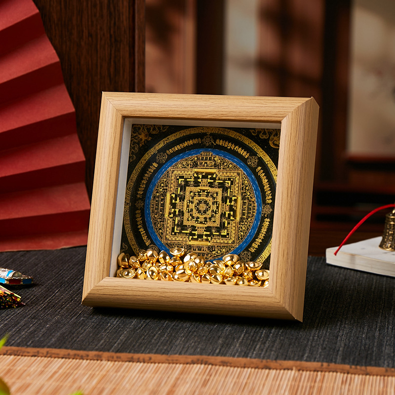 Тханка Колесо Времени Ваджра Мантра Черное Золото Мандала Культурное и креативное Колесо Времени Ваджра Шестисловная Мантра Черное Золото Мандала Тханка украшение