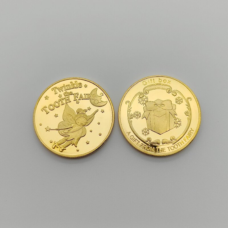 Cartoon Tooth Fairy Gold Coin Gold Plated Commemorative Coin Children's Tooth Exchange Gift Tooth Fairy Commemorative Medallion Coin Commemorative Medallion