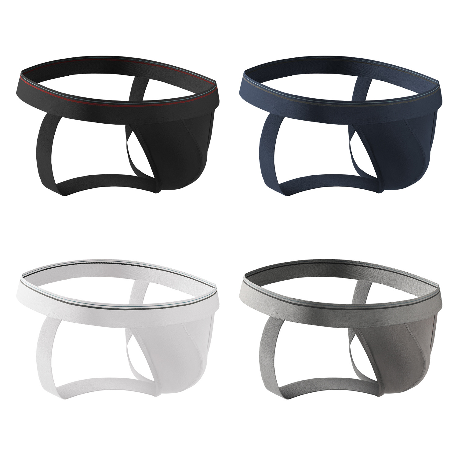 Cross-Border Customized Logo Men's Thong Low-Waist Sexy Briefs Cotton Back Empty Pure Color Breathable Double Underwear