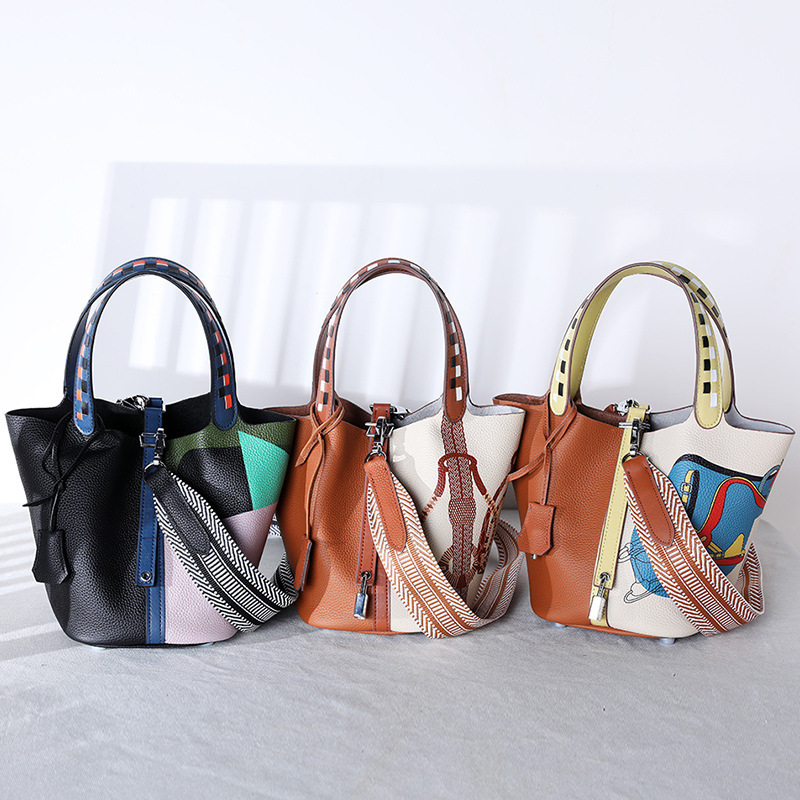 Сумка из первой слоя кожи, женская сумка с регулируемым плечевым ремнем