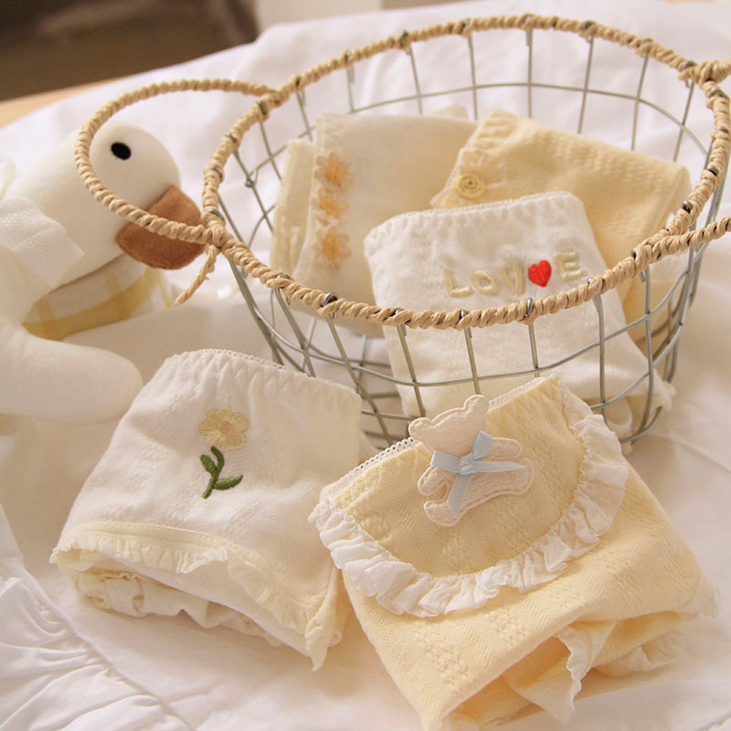 Новые трусики молочного цвета с медвежонком, женское хлопковое белье, антибактериальный шаг, низкая талия, милые дышащие трусики A301