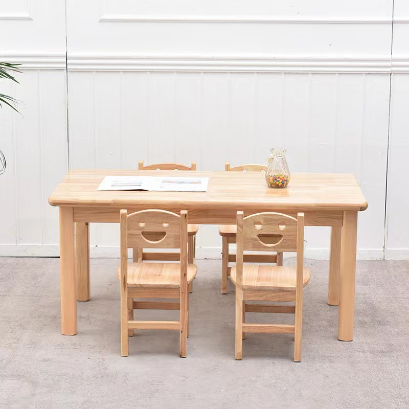 Kindergarten Tables and Chairs Solid Wood Children's Baby Learning Games Toy Table Dining Table Oak Table Long Table Cartoon Cabinet
