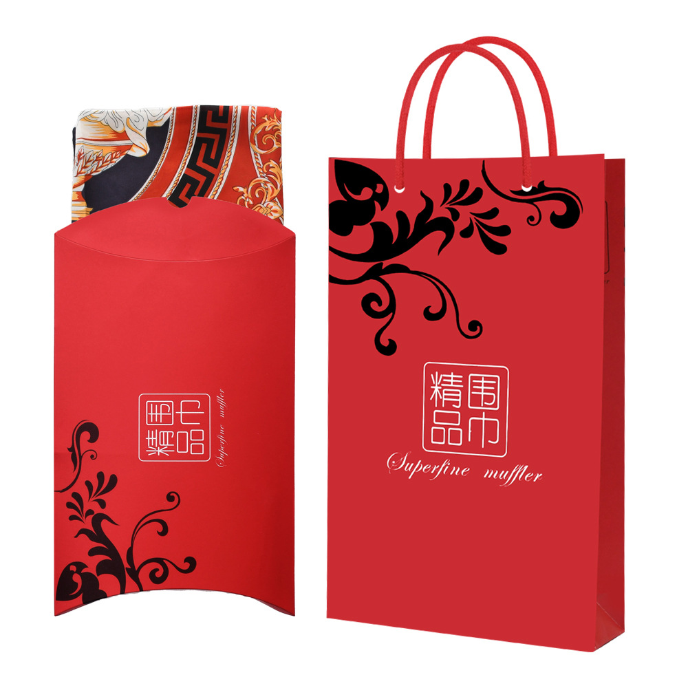 High-grade in stock scarf scarf gift box handbag annual meeting gift silk scarf ingot box packaging suit