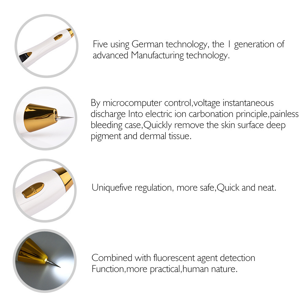 Cross-Border Wholesale Hot-Selling Household Portable Mole Sweeping Pen Beauty Instrument Rechargeable Lcd Screen Nine-Speed Small White Spot Sweeping Pen