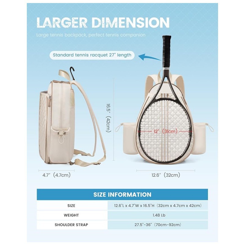 Amazon Crosbody Lightweight Multifunctional Men's and Women's Waterproof Tennis Racquet Bag Suitable for Peak Ball Tennis Badminton