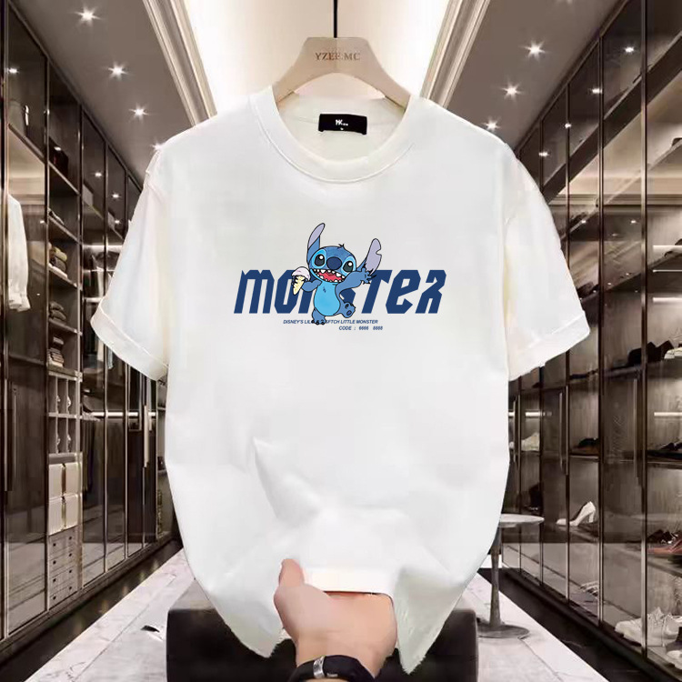 high quality Short-sleeved T-shirt Cotton Men's Summer 2025 New Loose Base Shirt Internet Trendy Brand Top Printing Batch