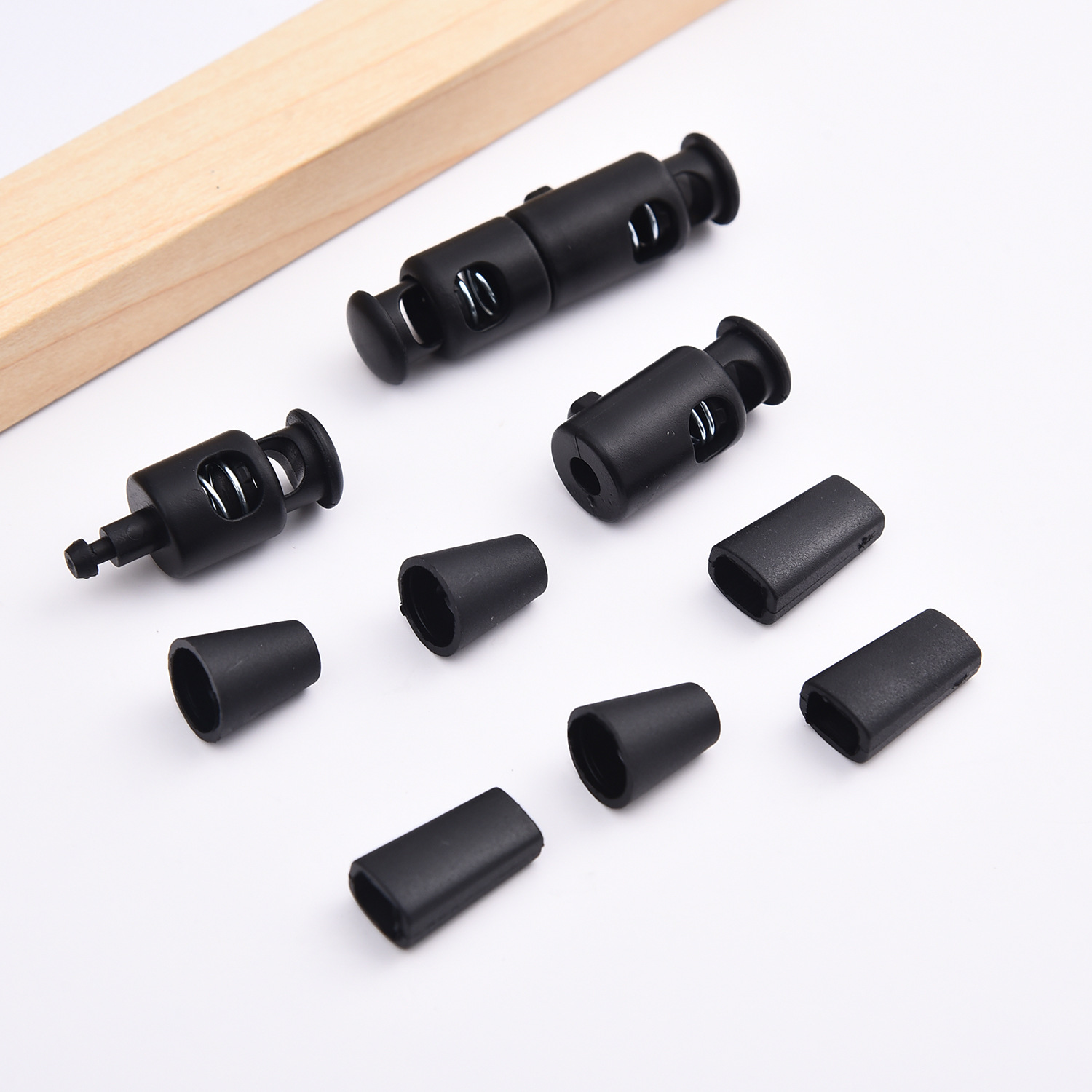 Factory in stock wholesale double press spring buckle rope buckle plastic buckle plastic buckle black and white support color beam buckle