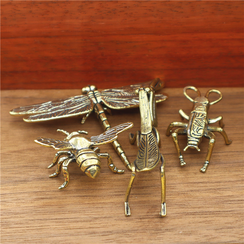 Латунные стрекоза кузнечик пчела богомол насекомые украшения настольные креативные чайные питомцы декоративные изделия маленькие украшения оптовая
