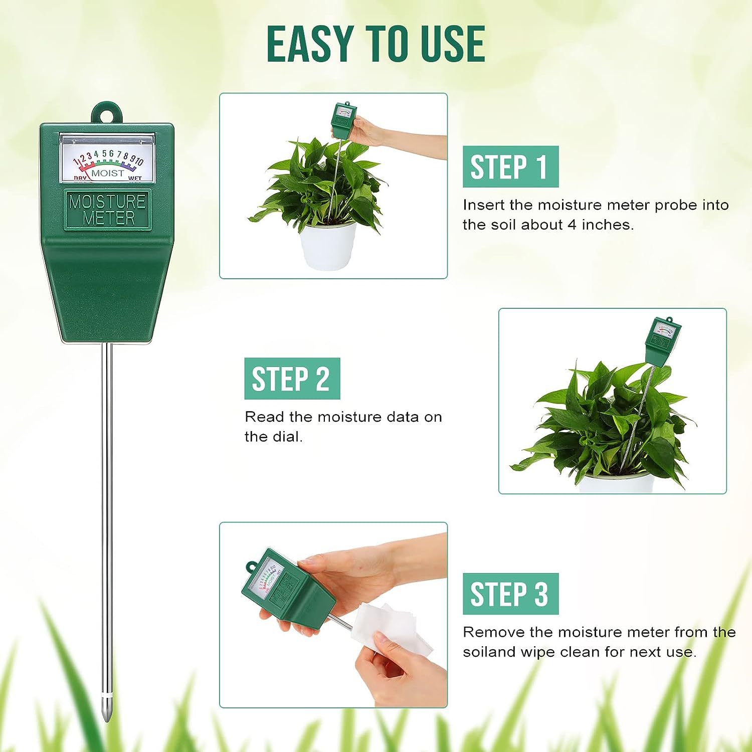 Single needle soil moisture meter flower gardening detector soil moisture meter square head soil detector