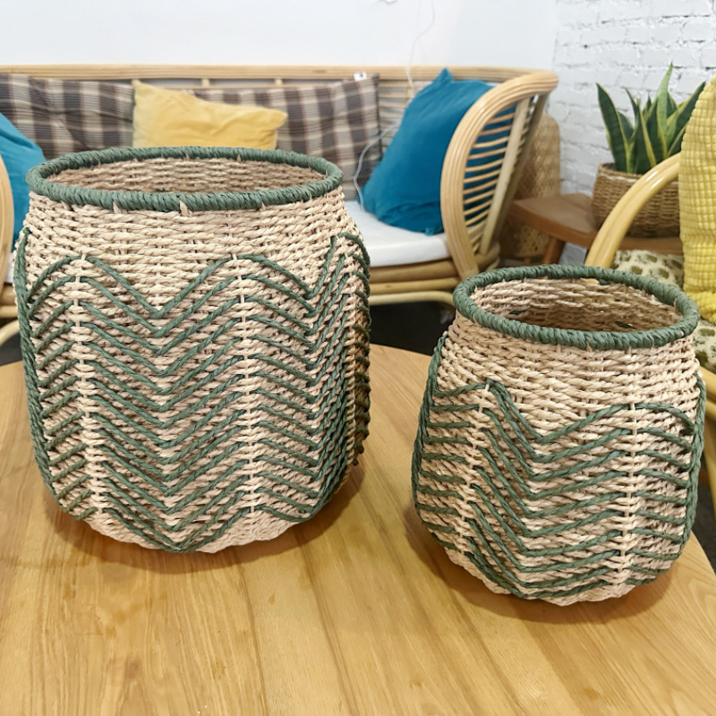 Скандинавские цветочные горшки из бумажной веревки для комнатных и балконных зеленых растений, ротанговые цветочные корзины, корзины для хранения комнатных растений, ручная работа