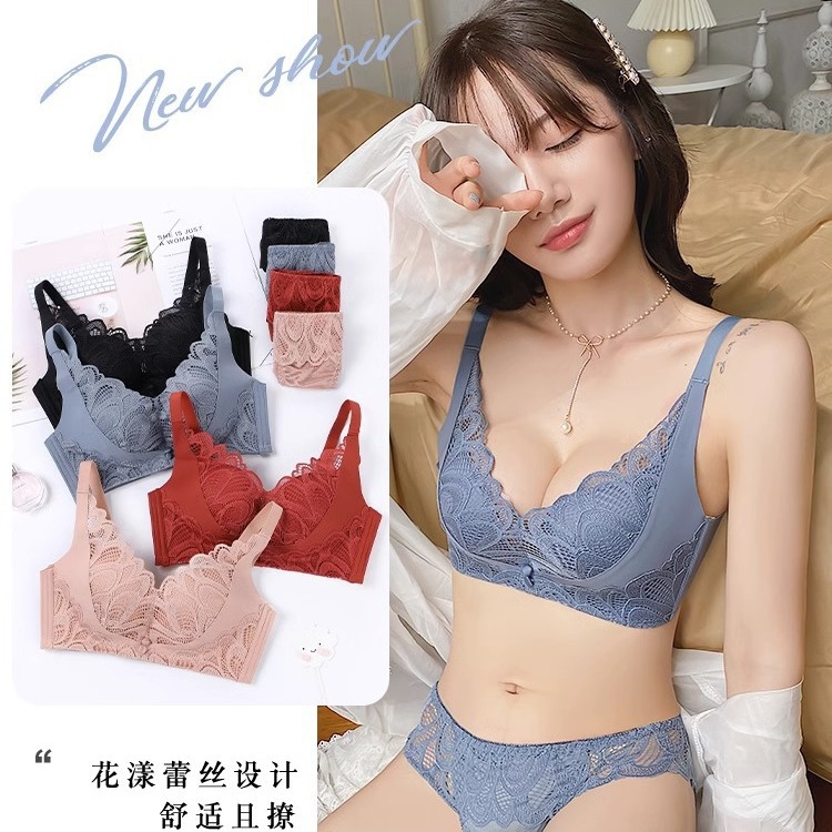 Women's underwear small chest push up wireless adjustable breast-collecting anti-sagging bra suit lace thickened top support