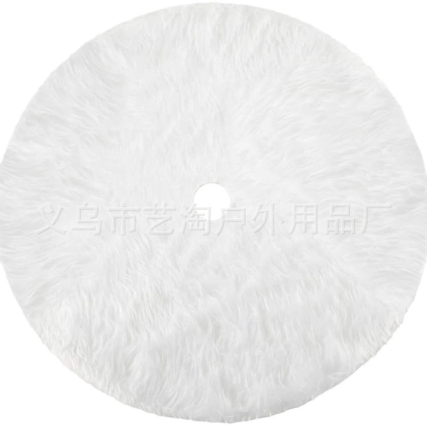 Pure White Long Fur Plush Christmas Tree Skirt Christmas Tree Apron Plush Tree Skirt Christmas Tree Venue Decoration Tree