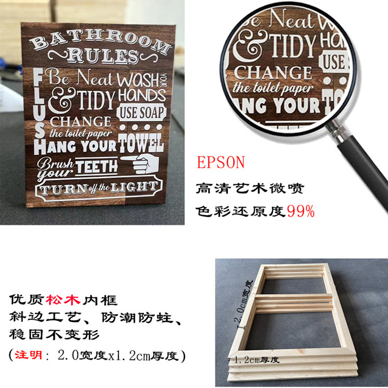 Guangdong Factory Cross-Border Custom Solid Wood Living Room Wall Art, Spray-Painted Canvas Painting Core, Modern Sofa Living Room Decorative Painting