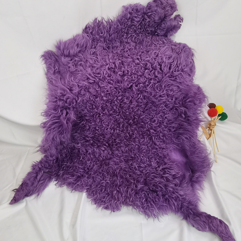 Sheepskin Fur Integrated Semi-Finished Lamb Wool Raw Material Zhangzi Fur Plush Doll Hair DIY Brown Black Curly Pattern