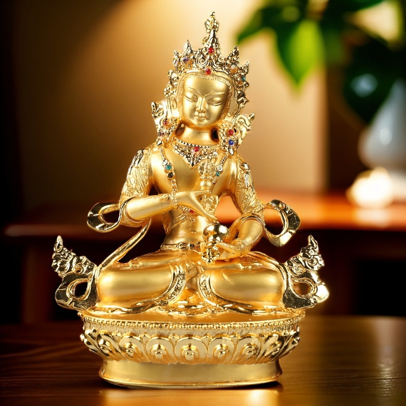 Xizang ornaments alloy Guanyin small Buddha statue Sakyamuni Jushri Tama decorative ornaments lotus master gold-plated Buddha statue 15cm high