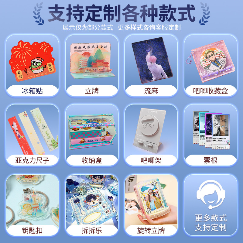 Acrylic refrigerator sticker custom cartoon animation ip drop glue magnetic creative cute Chinese style blind bag creative products