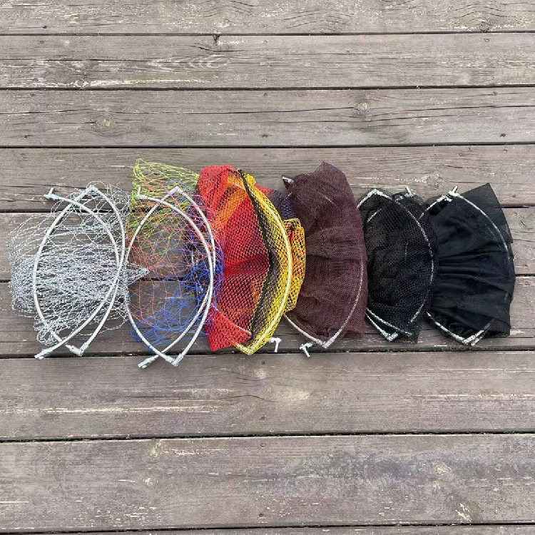 Stainless steel copy net head big eye color silk folding copy net head fishing gear supplies wholesale woven strong horse net head net bag
