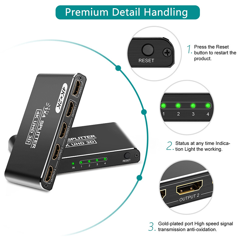 HDMI High-Definition Video Splitter One in Four Out HDMI Splitter One Point Four 1 Minute 4 Factory Direct Sale