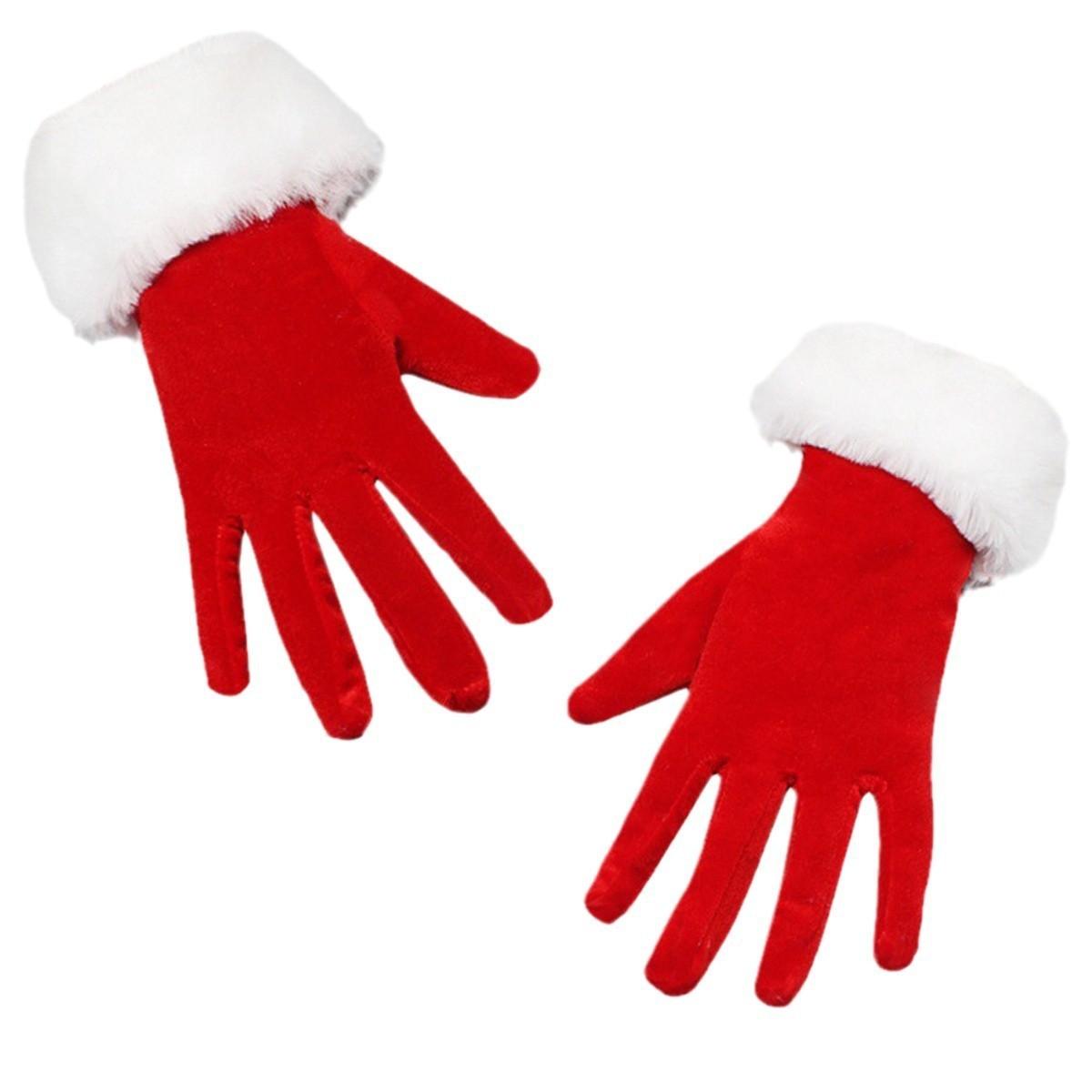 Christmas Day Short Golden Velvet Lined Mouth Gloves Party Ceremonial Performance Gloves Ball Costume Matching Gloves