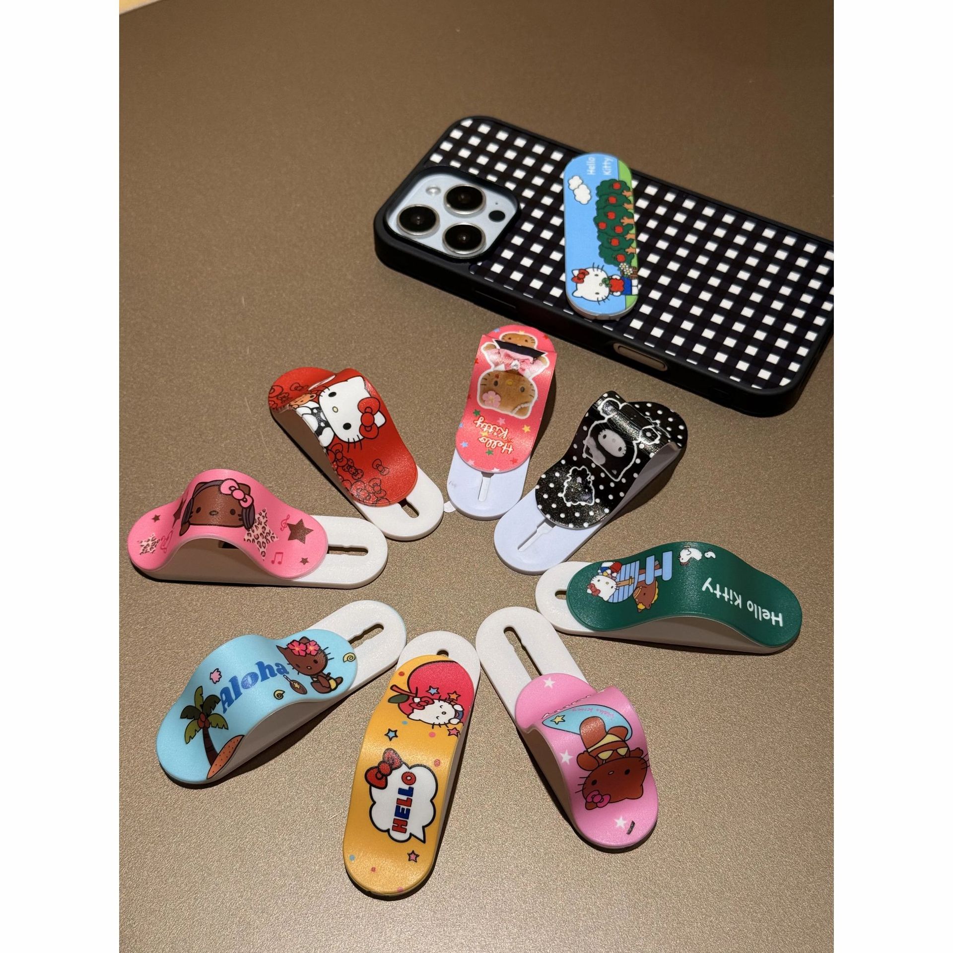 Креативный набор Kitty коллекции подставка для мобильного телефона с функцией Push-Pull, мультяшная, милая, ленивый настольный держатель