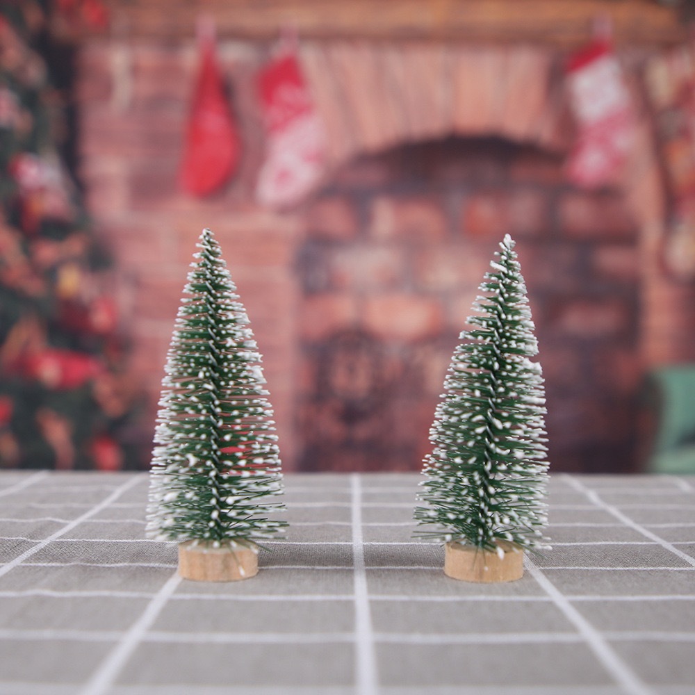 Mini Christmas Tree Desktop Ornaments DIY Pine Needle Tree Christmas Decoration Christmas Dipped in White Cedar Small Christmas Tree