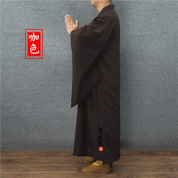 Taiwanese Linen Fabric Haiqing Long Robe Buddhist Clothing Layman's Clothing Women's Long-Sleeved Haiqing Zen Men's Monk's Clothing Spring, Summer, Autumn and Winter
