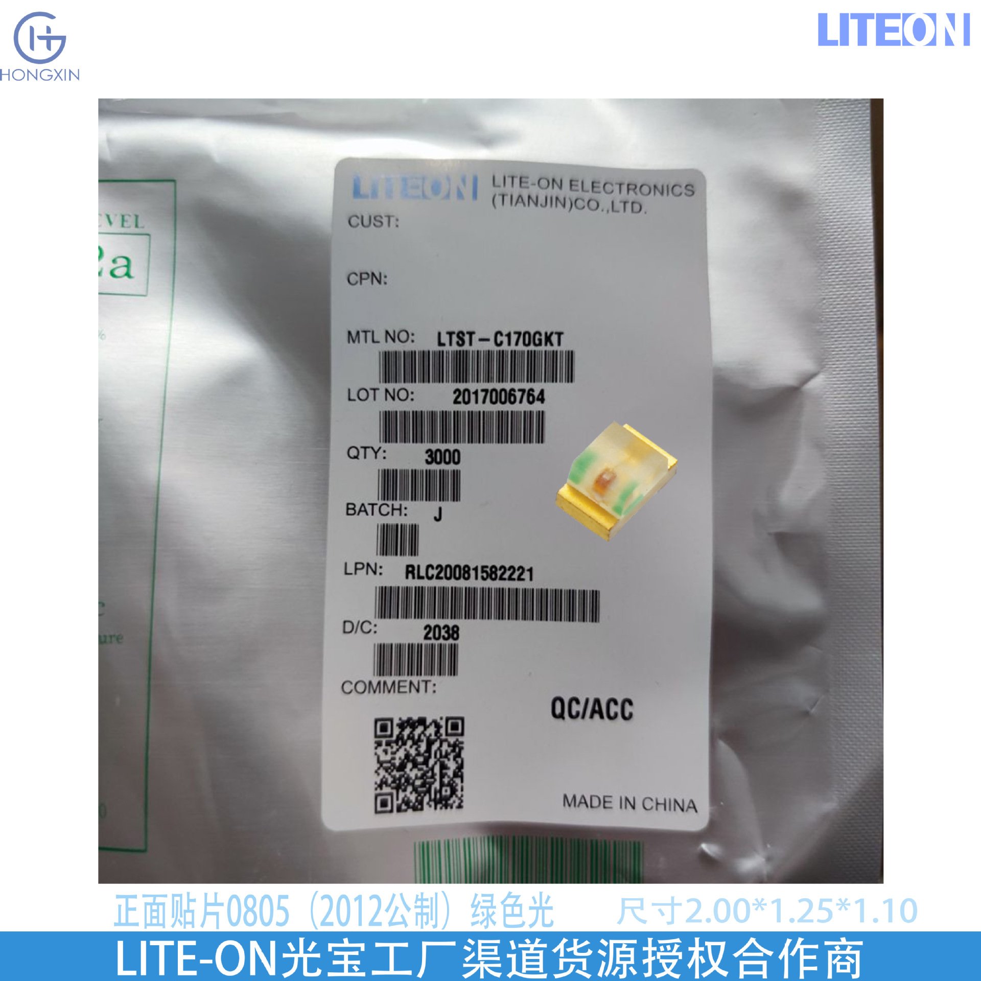 Lite-On Original Spot Ltst-C170Gkt Green Light Led Voltage 2.1V Current 10Ma Light Angle 130