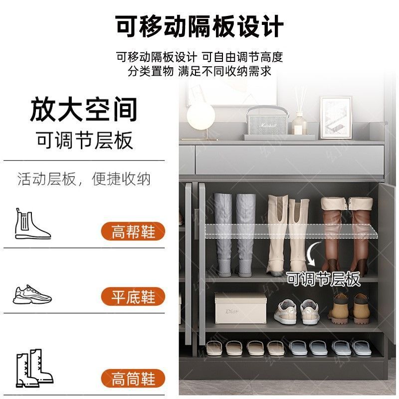 Door Shoe Cabinet Entrance Door Wall-Mounted Entrance Cabinet Household Multi-Layer Large-Capacity Dust-Proof Storage Cabinet Rental House Shoe Rack