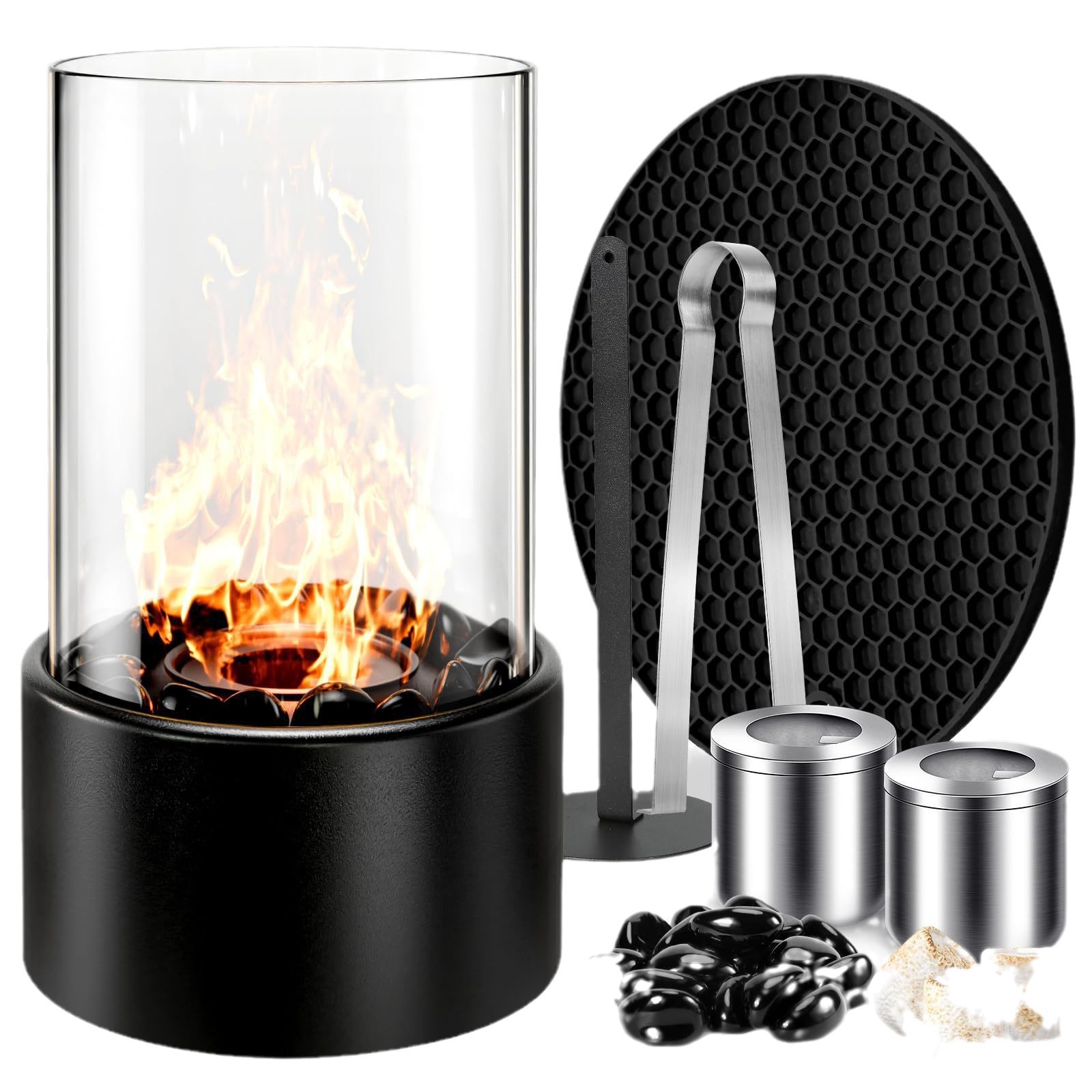 Amazon Round Alcohol Fireplace Black Stone Baked Cotton Brazier Outdoor Indoor Desktop Decoration Ethanol Fireplace