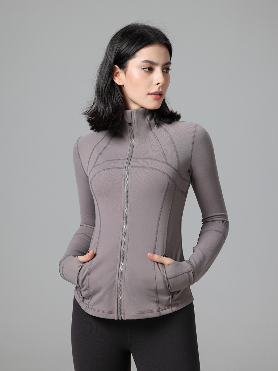 Define Yoga Jacket Spring Autumn and Winter Yoga Jacket Breathable Running Fitness Collar Tight Sports Jacket