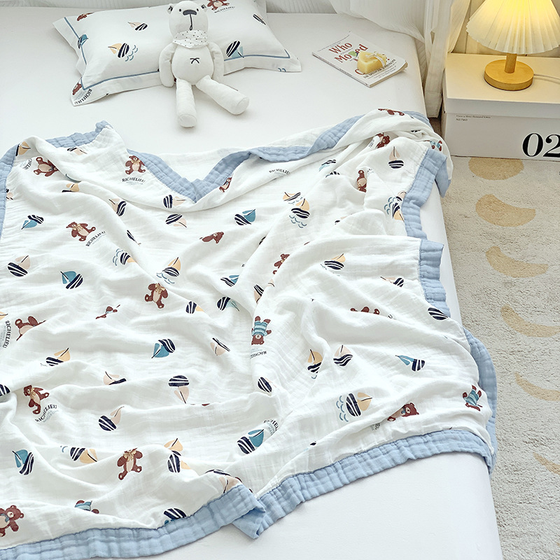 Четырехслойный бамбуковый марлевый плед охлаждающий плед для детей летний тонкий плед маленький плед для сна