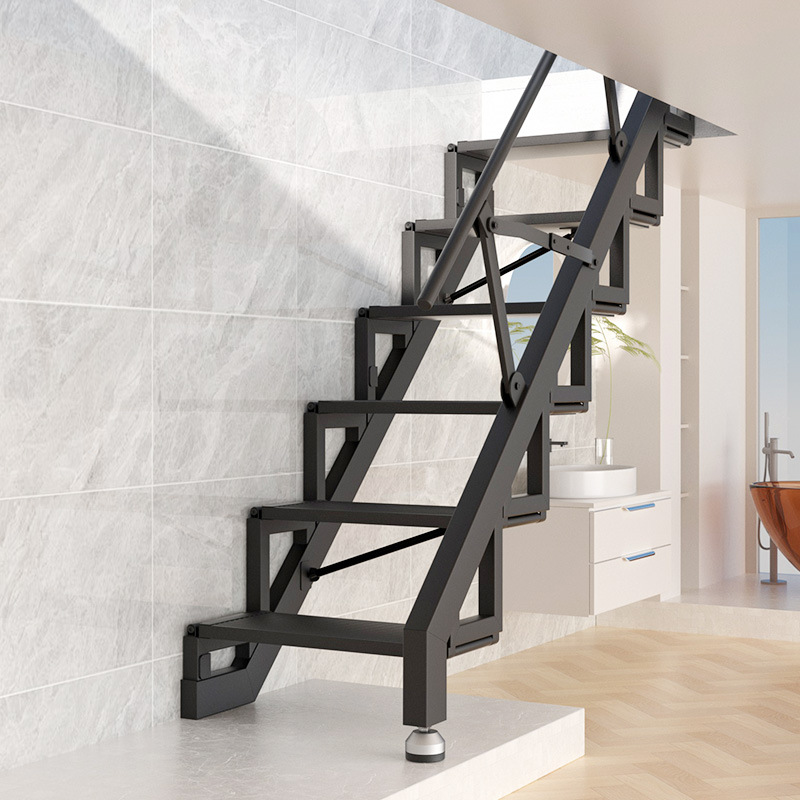 All-aluminum alloy full-welded wall ladder villa attic folding simple ladder customizable duplex loft leaping armrest