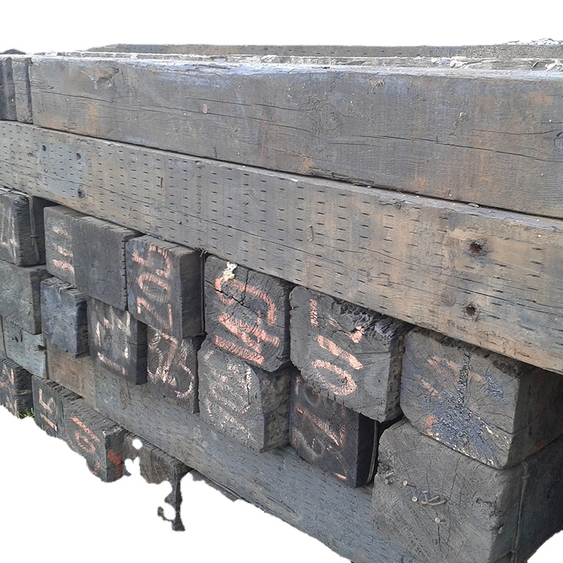 Old Pillow Wood for Mining, Iron Rail, Railway, Old Pillow Wood, Train Track Paving Special Pillow Wood, Anti-Corrosion Oil-Soaked Old Pillow Wood