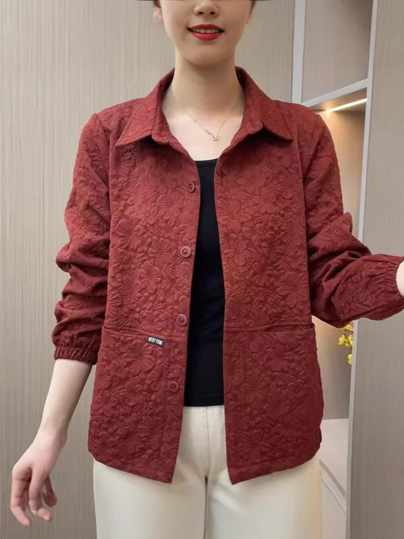 Пальто женское новое 2025 мода осень материнский западный стиль модное элегантное жаккардовое пальто с воротником длинный рукав