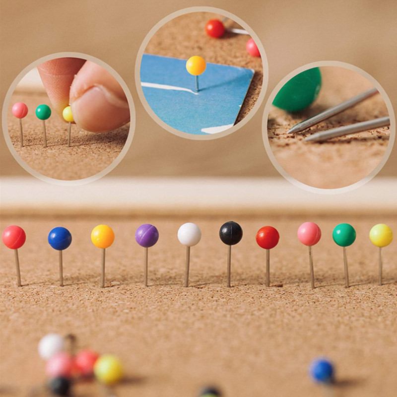 Factory color plastic stainless steel pin stationery office fishing gear cork board fixed accessories ball map pin