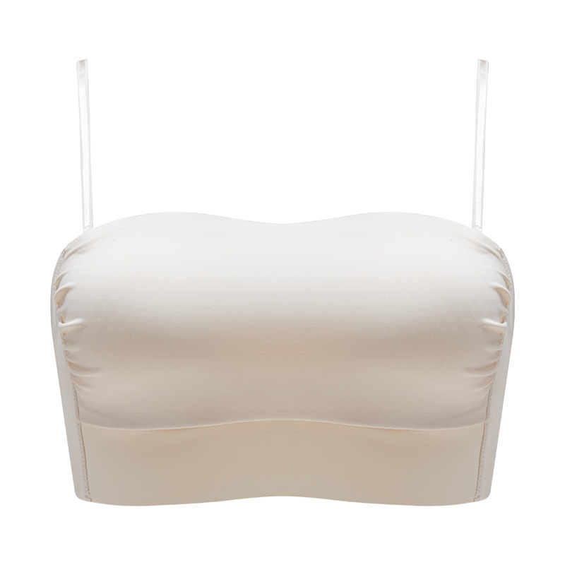 Strapless Underwear Women's Gathering Small Chest Anti-light Thin Beautiful Back 2024 New Arrival Wrap Chest Camisole Vest Bra White