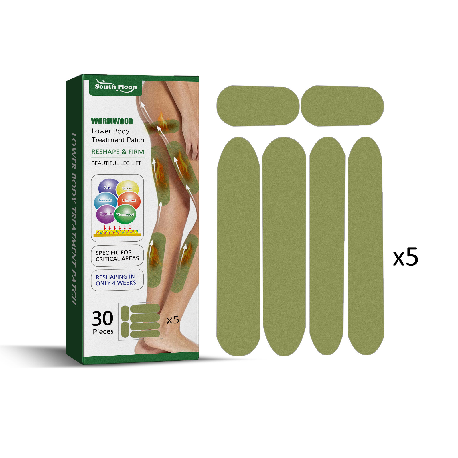 Cross-Border South Moon Mugwort Lifting Beautiful Leg Patch Lazy Shaping Thigh Firming Leg Muscle Shaping Beautiful Legs